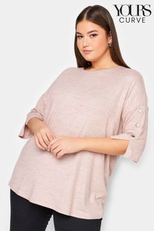 Yours Curve Pink Soft Touch Button Detail Top (341334) | €42