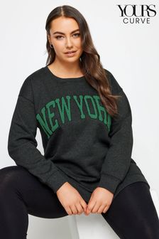 Light Grey - Yours Curve Embroidered Slogan Sweatshirt (341504) | kr530