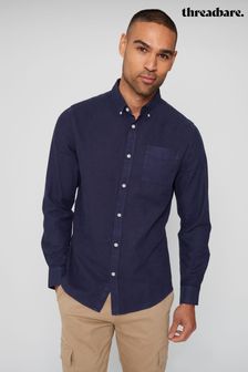 Threadbare Navy Long Sleeve Soft Feel Cotton Blend Shirt (341565) | 139 QAR