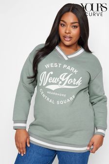 Yours Curve New York Slogan Sweatshirt