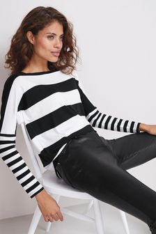 Black/White Stripe Long Sleeve T-Shirt (341776) | ₪ 65