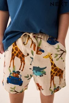 Mavrični safari - Kratke hlače iz mešanice lanenega platna (3 mesecev–7 let) (341903) | €9 - €12