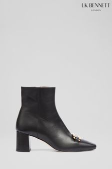 LK Bennett Novella Leather Gold Bar Black Ankle Boots (342146) | 657 €
