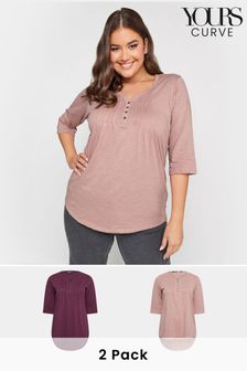 Yours Curve Purple Pintuck Henley Top 2 Packs (342498) | €47