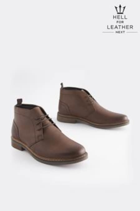 Brown Regular Fit Waxy Finish Leather Chukka Boots (342711) | kr628