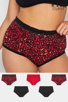 Yours Curve Red Full Briefs 5 Pack (343033) | OMR9