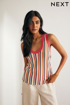 Pink Multi Stripe Linen Blend Vest (344332) | kr322