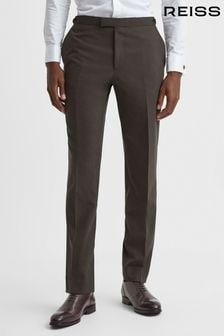 Reiss Chocolate Roll Slim Fit Wool Blend Side Adjuster Trousers (344361) | $297