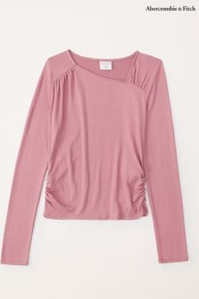 Abercrombie & Fitch Pink Long Sleeve Asymmetric Top (344487) | €12
