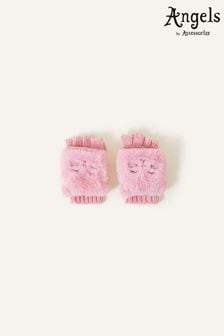Angels by Accessorize Pink Fluffy Faux Fur Cat Capped Gloves (345002) | ₪ 58