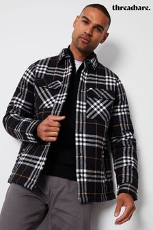 Threadbare Black Brushed Cotton Check Overshirt With Quilted Lining (345161) | $77