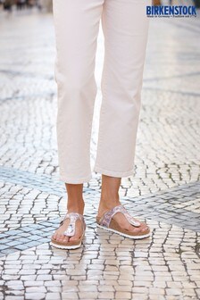 Sandales Birkenstock® Gizeh imprimé floral blanches