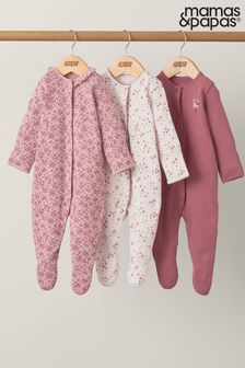 Mamas & Papas Scarlet Blooms Sleepsuit 3 Packs (345295) | ₪ 102