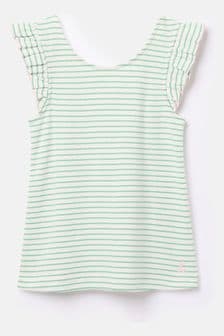 Joules Girls' Butterfly Green Frill Sleeve Jersey Vest (346512) | $19 - $22