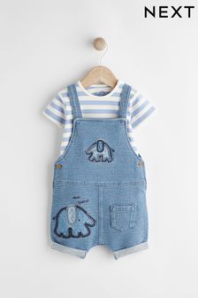 Denim Elephant Baby Dungarees and Bodysuit Set (0mths-2yrs) (346518) | AED87 - AED97