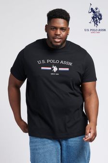 Черный - Мужская футболка в полоску U.s. Polo Big & Tall (346567) | €37