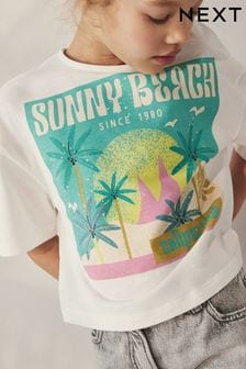 White Summer Beach Graphic T-Shirt (3-12yrs) (346652) | 353 UAH - 471 UAH