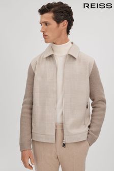 Reiss Max Hybrid Knit Zip-Through Jacket