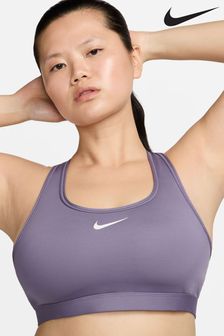 Пурпурно-белый - Спортивный топ-бра средней степени поддержки с уплотненными чашечками и логотипом Nike (346927) | €55