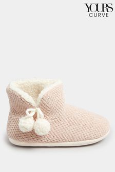 Yours Curve Pink Wide Fit Fluffy Chevron Boots Slippers (347335) | 34 €