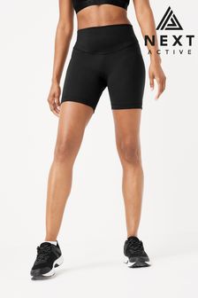 Schwarz - Next Active Sports Figurformende Shorts mit hohem Bund (348069) | 24 €