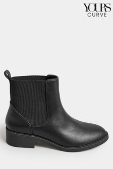 Yours Curve Black Extra Wide Fit Extra-Wide Fit PU Elastic Chelsea Boots (348164) | €44