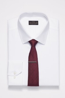 White Slim Fit Double Cuff Signature Textured Shirt (348309) | 16 €
