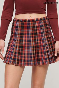 Superdry Dark Red Mid Rise Check Mini Skirt (348672) | kr733
