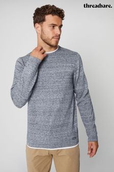 Modra - Threadbare bombažen pulover z okroglim ovratnikom in nabrano majico (348732) | €15