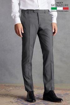 Charcoal Grey Slim Signature Tollegno Wool Suit: Trousers (348836) | €88