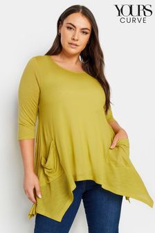 Yours Curve Yellow Knitted Pocket Top (349259) | LEI 131