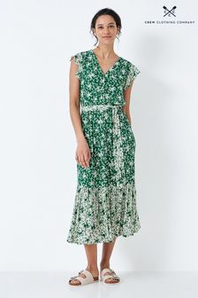 Crew Clothing Company Green Floral Print Tiered Dress (349267) | €52