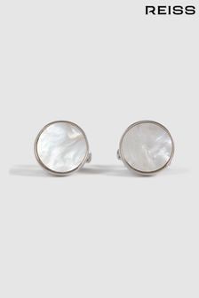 Reiss Silver/MOP Ardley Round Mother of Pearl Cufflinks (349488) | €88