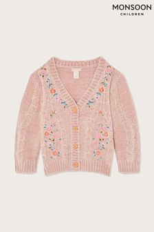 Monsoon Pink Boutique Chenille Embroidered Cardigan (349515) | Kč1,270 - Kč1,465