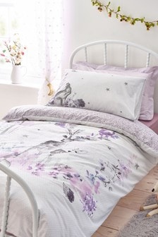 White 100% Cotton Textured Woodland Duvet Cover and Pillowcase Set (349624) | €30 - €46