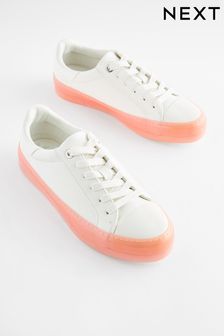 White Forever Comfort Pink Sole Lace Up Trainers (349794) | ₪ 97