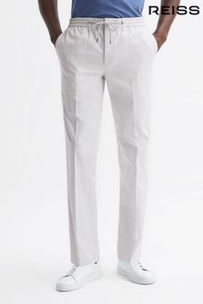 Reiss Ice Grey Hatfield Technical Drawstring Trousers (350058) | $279