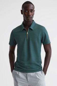 Reiss Emerald Floyd Slim Fit Half-Zip Polo Shirt (350278) | $120