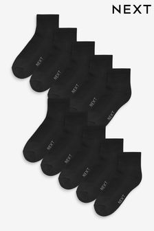 Black 10 Pack Cushioned Sole Mid Trainer Socks (350406) | €26