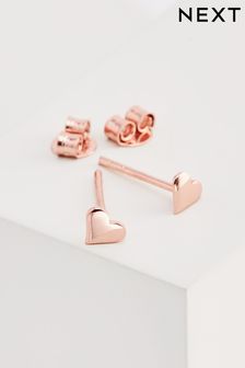 Rose Gold Plated Sterling Silver Heart Stud Earrings (350547) | €9.50