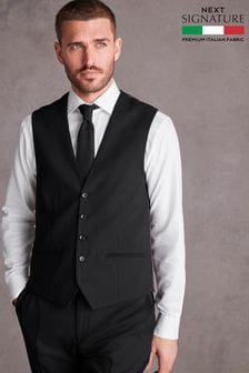 Black Slim Fit Signature Tollegno Suit: Waistcoat (350651) | 421 QAR