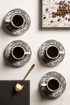 Set of 4 Black Spode Black Italian Espresso Cup & Saucers (351313) | €114