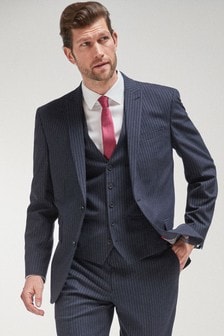 Blue Regular Fit Stripe Suit: Jacket (351364) | €33