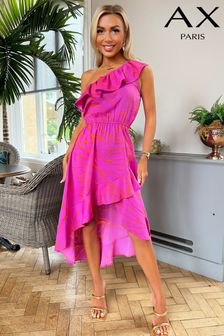 Розовый - Платье на одно плечо с оборками Ax Paris (351646) | €66