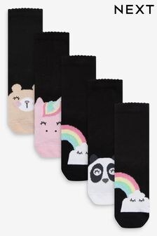 Black 5 Pack Cotton Rich Character Ankle School Socks (352072) | $12 - $14