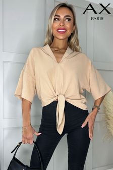 Кремовый - Ax Paris блузка с V-образным вырезом и завязкой спереди (352267) | €46