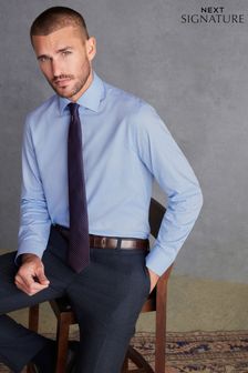 Light Blue Regular Fit Single Cuff Signature Shirt And Tie Pack (352697) | €46