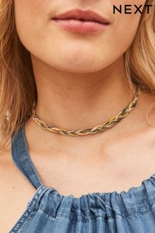 Gold Tone Plaited Collar Necklace (353247) | €7