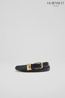 LK Bennett Black Georgette Leather Belt (353488) | $165