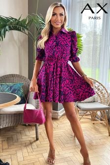 Пурпурное приталенное платье-рубашка Animal с пышными рукавами Ax Paris Cerise (353631) | €62